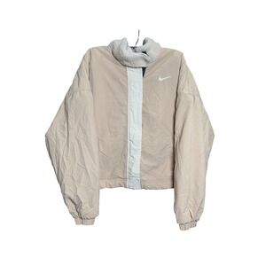 Nike Sportswear Sherpa Lined Bomber Jacket Tan Beige Womens Small CU6552-234